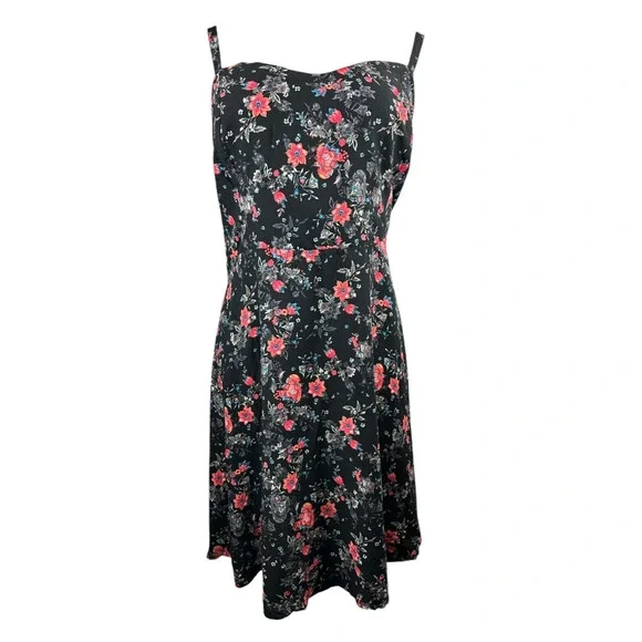 Torrid Mini Challis Sleeveless Dress Black Floral Smock Sundress Plus Size 4 4X - Picture 3 of 10